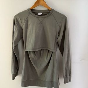 Boob Design sweatshirt with nursing access (sage green), size small